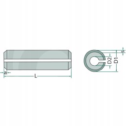 Spyruoklinis kaištis oe d1 5 mm l 60 mm d2 d2 3 4 mm din 14
