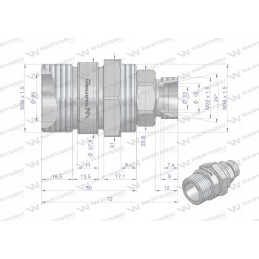 Vožtuvo lizdas M22x1 5 prisukamas 50490020 Warynski