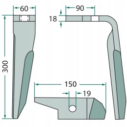 Variklinių akėčių dantis dešinysis 180rh ama 04r