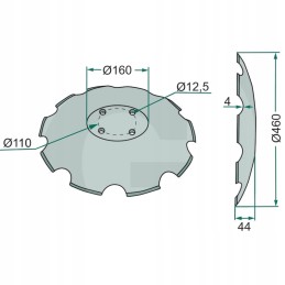 Dantytas akėčių diskas 460x4mm, telpa 9 dantys