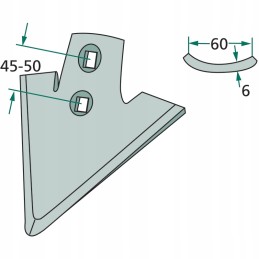 Gesio pėda kultivatoriaus blokui 210x6mm granitas