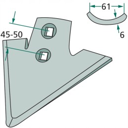 Gesio pėda kultivatoriaus blokui 260x6mm granitinė
