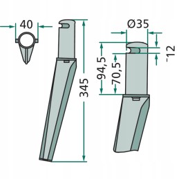 Variklinių akėčių dantis 180rh57a