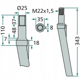 Variklinių akėčių dantis 180rh31