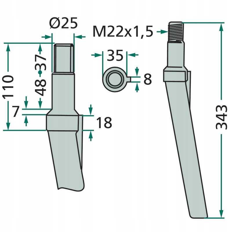 Variklinių akėčių dantis 180rh31
