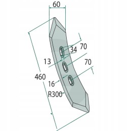 Siaura Kockerling dalis 460 x 65 x 16 mm