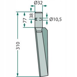 Variklinių akėčių dantis, dešinė, 180rh, 35 metai