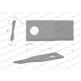 Vejapjovės peilis 112x48x4 dešinysis Warynski WKR112x48xp