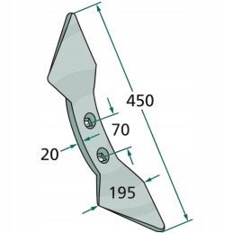 Dvigubas širdies noragas, plotis 300mm 450x195x20mm m12