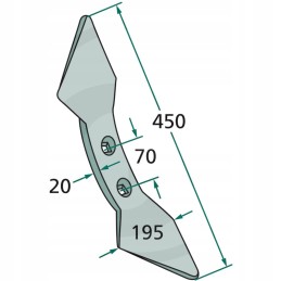 Dvigubas širdies noragas, plotis 300mm 450x195x20mm m12