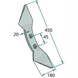 Dvigubas širdies noragas 450x180x20 m12 din 608 2 skylės