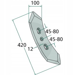 Noragėlių kaltas 420x100x12mm, spindulys 300mm