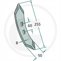 Kultivatoriaus noragas 255x50x8mm