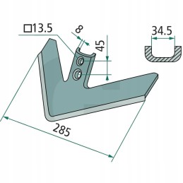 Gesio pėda 285x8mm 2 skylės tinka Bednar St