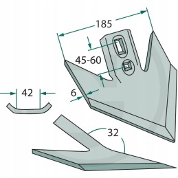 Noragas cruiser kultivatoriaus strypui 185x6mm 2 o