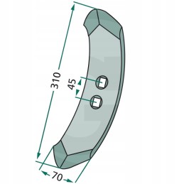 Vaederstad kultivatoriaus noragas 310x70x10mm 2 skylės