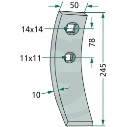 Noragėlių kaltas 245x50x10mm tinkantys varžtai 18010708