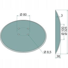 Lygiosios diskinės akėčios 325x3 mm, 4 skylės