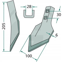 Sunkusis kultivatoriaus noragas, spindulys 250 x 205