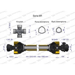 Kardaninis velenas 1010 1560mm 830nm Warynski