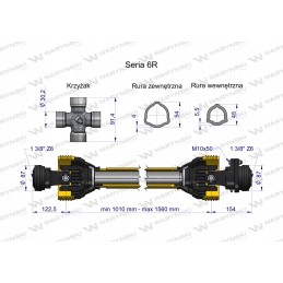 Kardaninis velenas 1010 1560mm 830nm Warynski