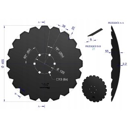 Dantytas diskas su 20 fi 460, tvirtinimas 6 120
