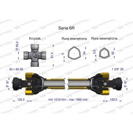 Kardaninis velenas 1010 1560mm 830nm 32x38 z8 warynski