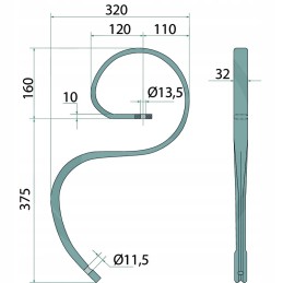 Sustiprintas spyruoklinių noragų komplektas su 32x12mm noragėliais