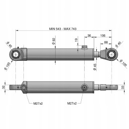 Hidraulinis cilindras cj2f 80 45 200zn ciklopas
