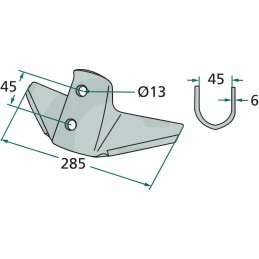 Sparnis noragas 285x6mm, 2 skylių plotis