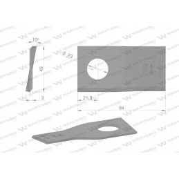 Dešinysis vejapjovės peilis 94x48x3mm skylė 23 panaudojimai