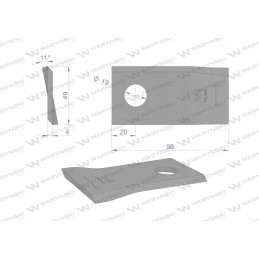 Kairysis vejapjovės peilis 98x48x4mm skylė 19 panaudojimų