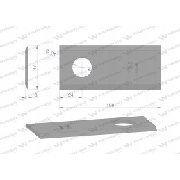 Vejapjovės peilis 108x46x3mm skylė 21 panaudojimas