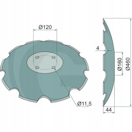 Diskinių akėčių diskas dantytas, 460mm, 4mm, 10 dantų