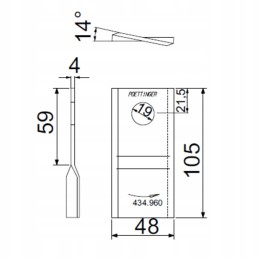 Kairysis vejapjovės peilis 105x48 mm pottingeris 434 960