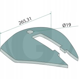 Didelė 265 mm sparno dalis su sparno plokštėmis