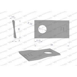 Vejapjovės peilis l 94x48x3mm 23 mortl Warynski