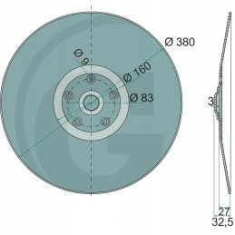Skydas oe 380 mm potinger terrasem 3 mm