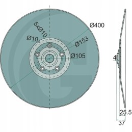 Rotec noragėlių diskas oe 400 x 4 mm lygus oe išorėje