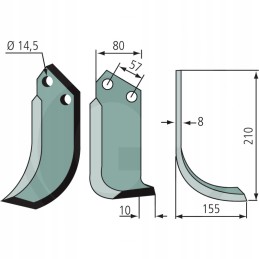 Kairysis išlenktas peilis Muratori mh 130 230 8 mm