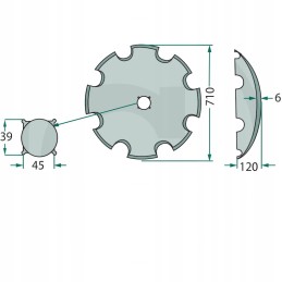 Diskinių akėčių diskas yra dantytas oe 710 x 6 simba