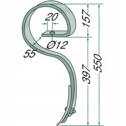 Spyruoklinis noragas kultivatoriui 32x12mm be įrankių