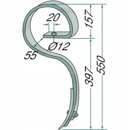 Spyruoklinis noragas kultivatoriui 32x12mm be įrankių