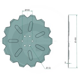 Lemken dantytas diskinis pjaustytuvas 5 mm 450 x 5 mm