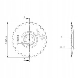 Ama dantytas diskas 560 mm, 6 p tipo skylės