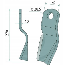 Smulkinimo peilis 270x70mm, skylės skersmuo 28 5mm, storis 10