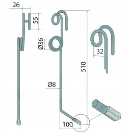 Hartmetall akėčių virbaliai 510x8mm karbido aerosta