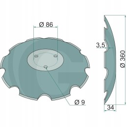 Dantyta plokštelė oe 365 x 3 mm 3 skylės