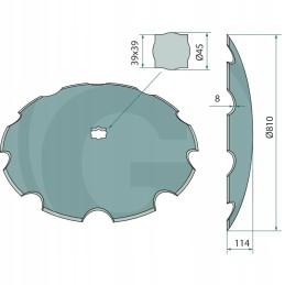 Įpjovos plokštelė 810x8mm 10 dantų oe išorės