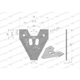 Derliaus nuėmimo peilis 80x76x2 8mm skylė 6 5 naudokite z526